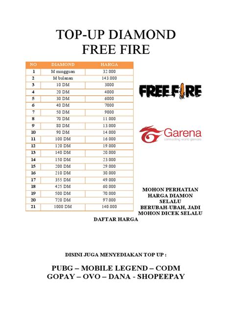 daftar top up ff paling populer pilihan terbaik pilihan top up image 1